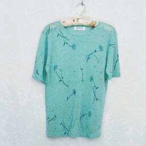 Petite Sophisticate Sheer Embroidered Beaded Top